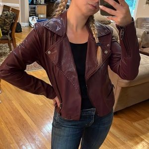 Burgundy Vegan leather jacket